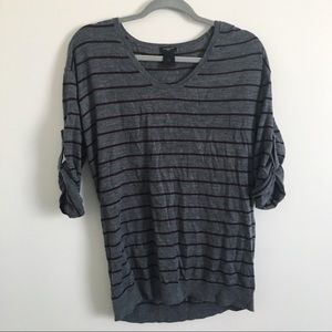 Ann Taylor Grey Striped Sweater | Size M